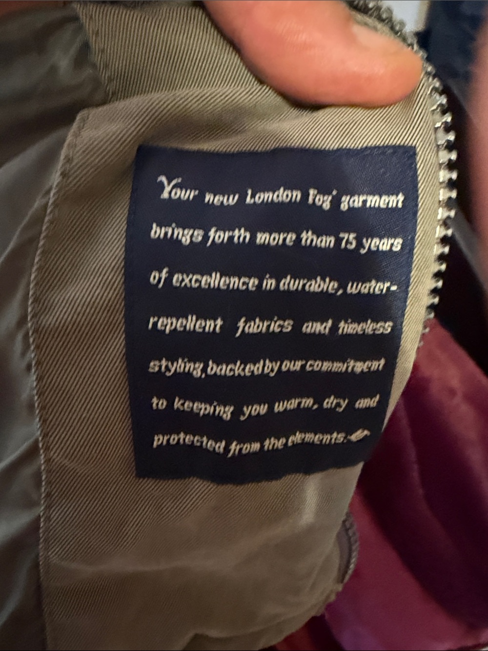 London Fog Taupe Puffer Jacket with Dark Contrast Collar - Picture 4 of 4
